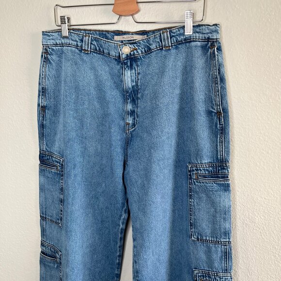 Hudson Womens High-Rise Welt Pocket Wide Leg Cargo jeans Size 33 - Picture 6 of 13